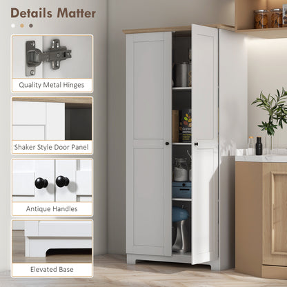 172cm Kitchen Cupboard, Freestanding Storage Cabinet with Doors and Shelves, Modern 2-Door Kitchen Pantry Cupboard for Dining Room