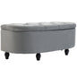 Velvet-Feel Half Circle Storage Ottoman - Dark Grey
