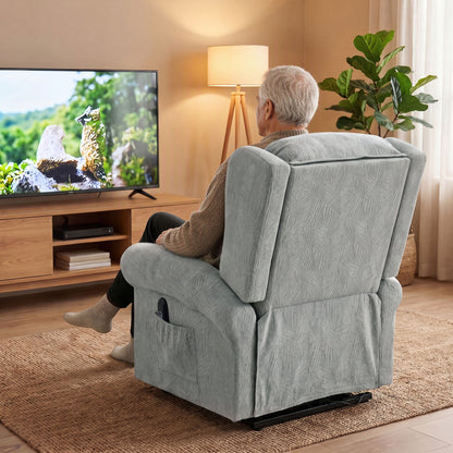Velvet-Feel Electric Riser Recliner Chair - Grey