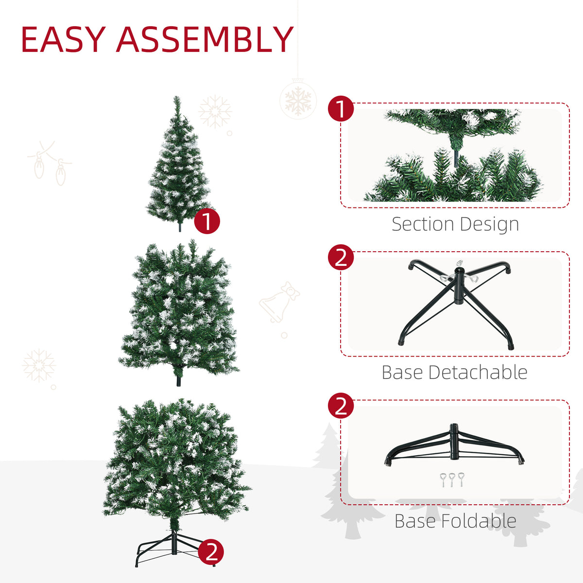 6FT Tall Prelit Pencil Slim Artificial Christmas Tree with Realistic Branches, 300 Colourful LED Lights and 618 Tips, Xmas Decoration, Green