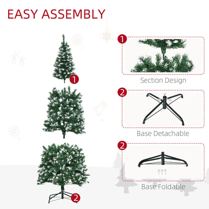 6FT Tall Prelit Pencil Slim Artificial Christmas Tree with Realistic Branches, 300 Colourful LED Lights and 618 Tips, Xmas Decoration, Green