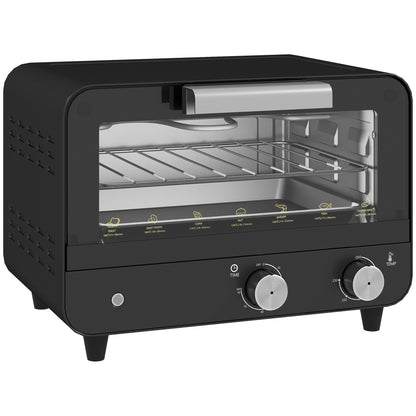 Small Toaster Oven, 12L Multifunction Mini Countertop Oven with Glass Door, Adjustable Temperature and Timer
