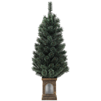 4ft Artificial Christmas Tree with 80 Warm White LED Lights, 8 Modes and Remote, Realistic Xmas Tree with Square Stand for Party Decoration, Green
