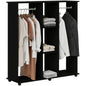 Open Wardrobe Double Mobile Storage Shelves Organizer W/6 Wheels-Black