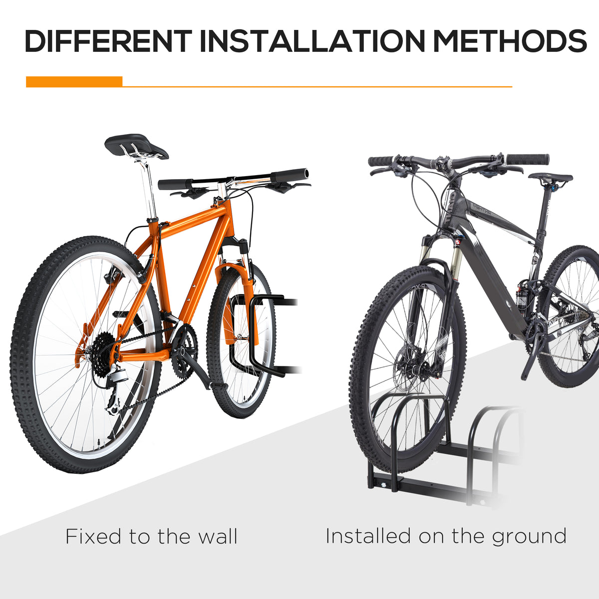 Bike Stand Parking Rack Floor or Wall Mount Bicycle Cycle Storage Locking Stand 179L x 33W x 27H (6 Racks, Black)