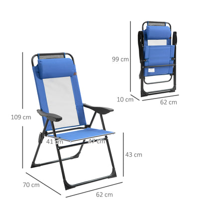 Folding Garden Chairs Set of 2, 5-Position Recliner Camping Chair with High Back, All Weather Texteline Seat, Portable Outdoor Dining Chairs with Headrests for Patio, Picnic