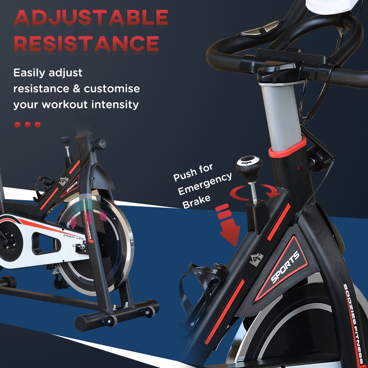 Exercise Bike, Indoor Cycling, with LCD Display, Heart Rate, Sensor - Black
