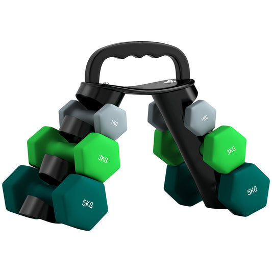Dumbbells Set with Storage Rack, 12kg/18kg, Grey