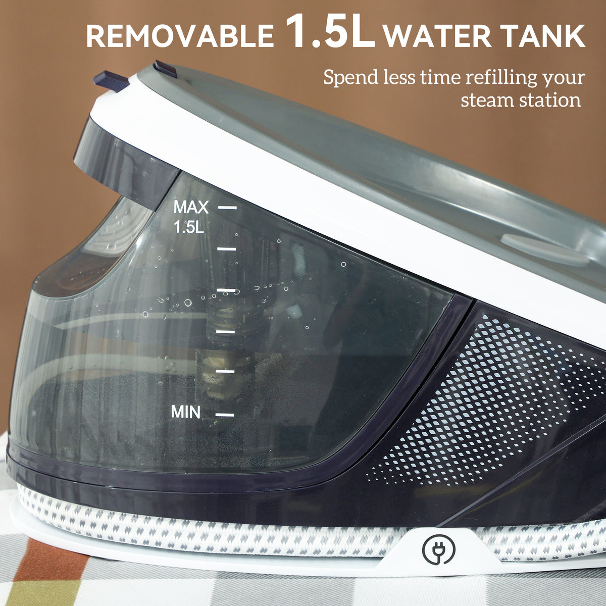 Steam Generator Iron, Energy-Saving, Self-Cleaning, Powerful Vertical Steam, Automatic Shut-Off, Ceramic Non-stick Soleplate, Large 1.5L Detachable Water Tank, 8 Bar, c, Blue