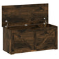 127L Home Storage Box, with Safety Hinges - Rustic Brown Wood-Effect