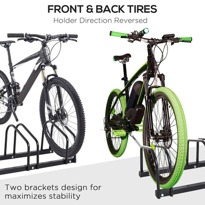 Bike Stand Parking Rack Floor or Wall Mount Bicycle Cycle Storage Locking Stand 179L x 33W x 27H (6 Racks, Black)