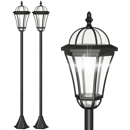 2 PCS 1.3M Garden Solar Lamp Post Lights Solar Powered LED Lantern Patio Pathway Walkway Outdoor Water-Resist Auto Switch 6 Hours Black