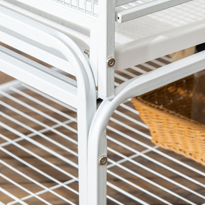 Large Bird Cage Budgie Cage 3 Tier Aviary with Stand Wheels, Toys, Ladders, Shelf for Canaries, Finches, Cockatiels, Parakeets - White