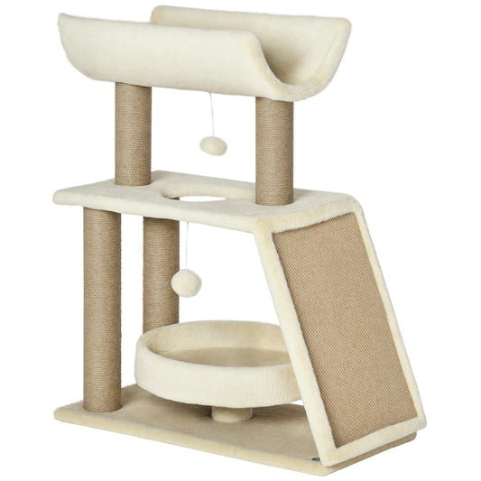 Cat Tree Tower, with Scratching Posts, Pad, Bed, Perch, Toy Ball