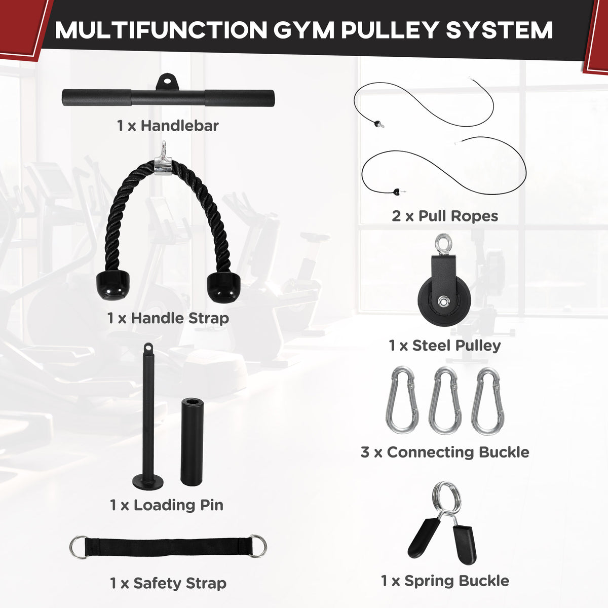Cable Machine Pulley System, Lats Pull Down System, with DIY Loading Weight Pin