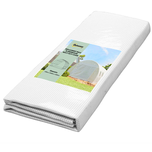 4 x 3 x 2m Polytunnel Greenhouse Replacement Cover ONLY Winter Garden Plant PE Cover for Tunnel Walk-in Greenhouse with Roll-up Windows Door Outdoor, White