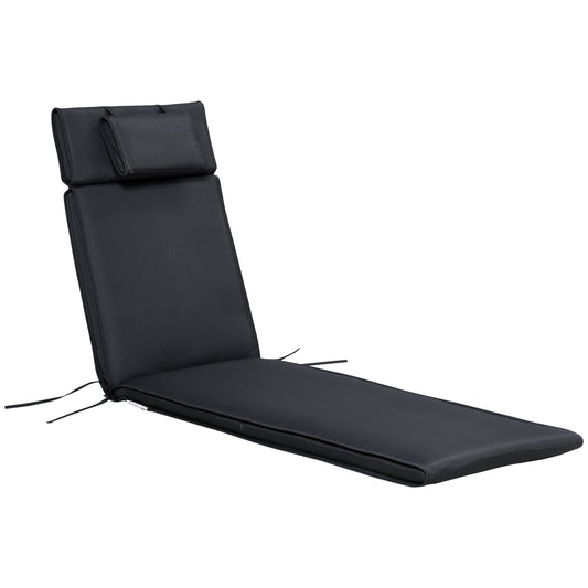 Garden Sun Lounger Cushion Replacement Soft Sunbed Reclining Chair Relaxer Pad with Pillow, Cushion ONLY