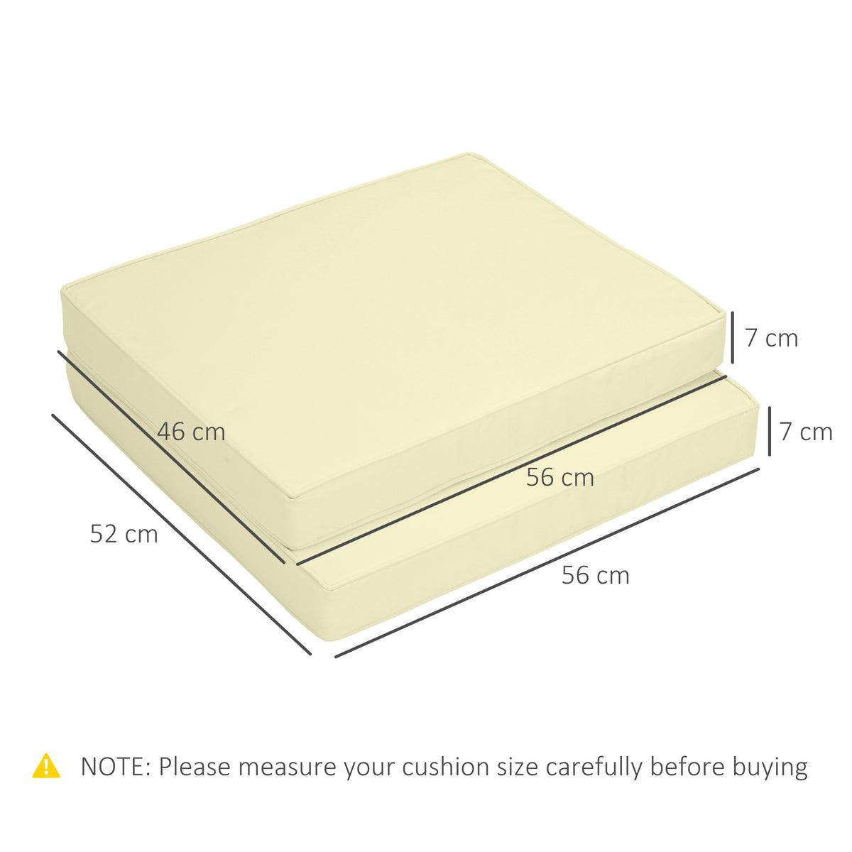 2-Piece Garden Seat and Back Cushion Set, Replacement Cushions for Outdoor Furniture with Seat Cushion and Back Cushion, Cream White