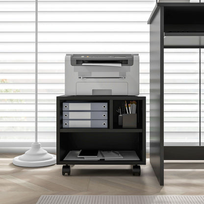 Three-Compartment Printer Cabinet, with Wheels