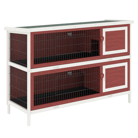 Rabbit Hutch Outdoor 2-Tier Guinea Pig Cage Bunny House Cage with No-Leak Trays for Indoor and Outdoor 136 x 50 x 93cm