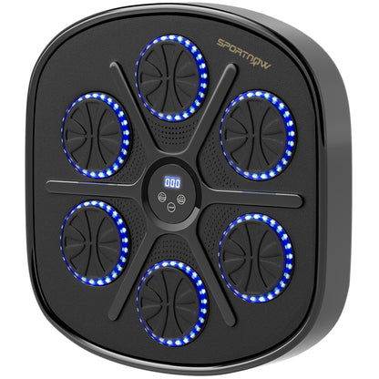 Music Boxing Machine, Smart Bluetooth Boxing Machine Wall Mounted with 9 Speeds & Modes, LED Lights and Gloves, Punching Pad for Adults, Black
