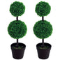 Set of 2 Artificial Boxwood Ball Topiary Trees Potted Decorative Plant Indoor Décor (67cm)