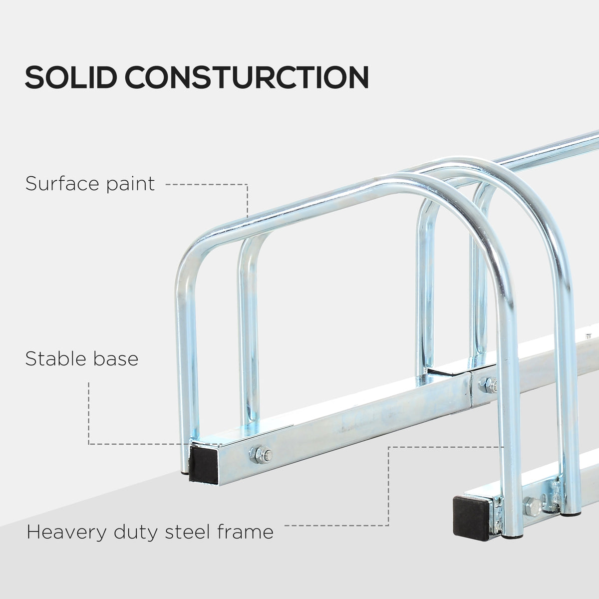 Bike Stand Parking Rack Floor or Wall Mount Bicycle Cycle Storage Locking Stand 145W x 33D x 27H (5 Racks, Silver)