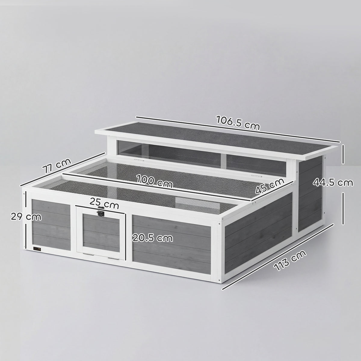 Wooden Tortoise House, Tortoise Enclosure with Clear Observation Window, Top Opening, Multiple Doors, Galvanised Mesh