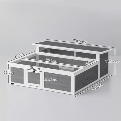 Wooden Tortoise House, Tortoise Enclosure with Clear Observation Window, Top Opening, Multiple Doors, Galvanised Mesh