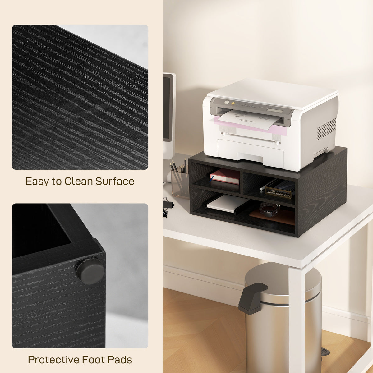 Three-Compartment Printer Storage Cabinet