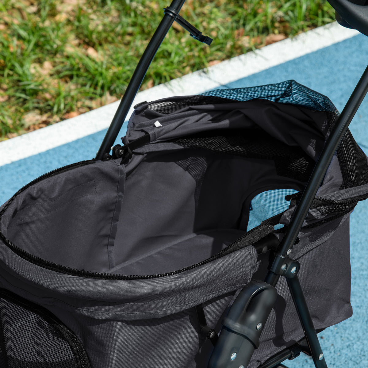 Dog Pram Dog Stroller Foldable Pet Pushchair with 4 Wheels, Safety Leashes, Cup Holder for Small Dogs