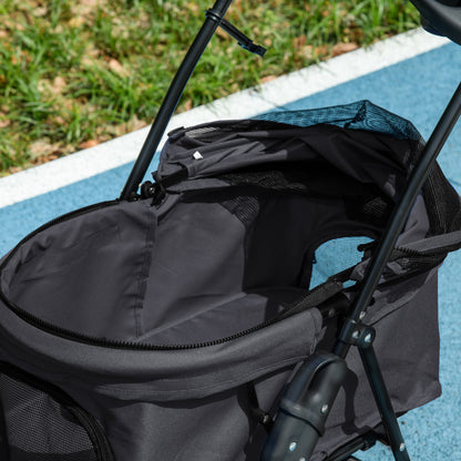 Dog Pram Dog Stroller Foldable Pet Pushchair with 4 Wheels, Safety Leashes, Cup Holder for Small Dogs