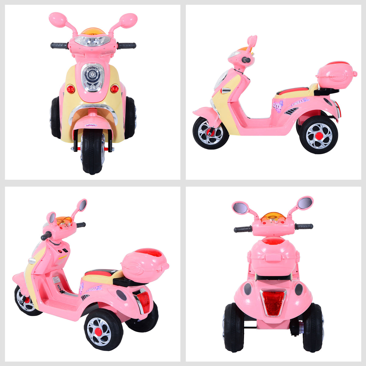 Kids Electric Ride On Toy Car 6V Electric Motorbike with Chargeable Battery Headlight and Music for 3-5 Years - Pink