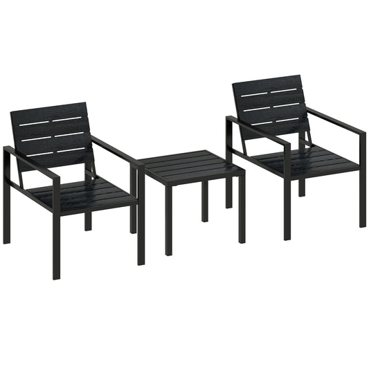 3 Pieces Garden Bistro Set for 2, Outdoor Bistro Table and Chairs with Metal Frame