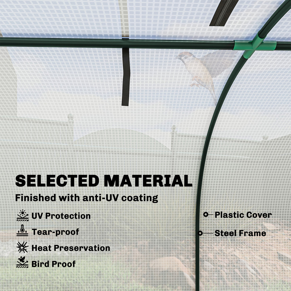395 x 100 cm Low Tunnel Greenhouse - White