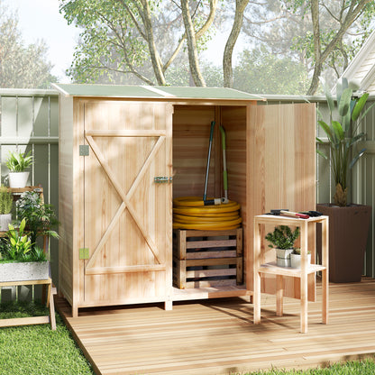 140 x 75 Fir Wood Garden Shed, with Asphalt Roof - Natural