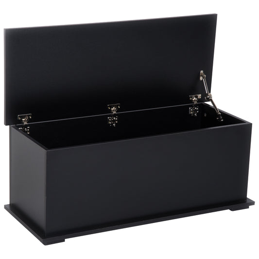 113L Storage Chest, Storage Box with Flip-Top Lid and 2 Safety Hinges, Storage Trunk for Living Room, Entryway, 100 x 40 x 40 cm, Black