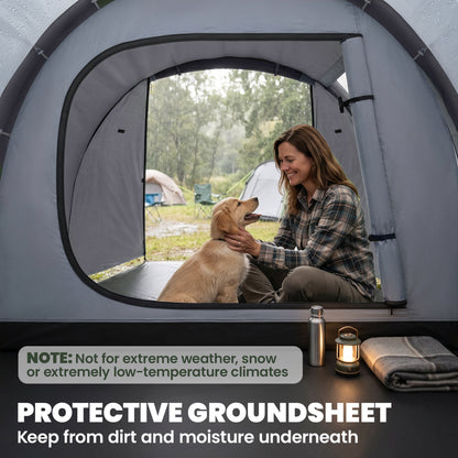 2 Man Tunnel Tent with Sewn-in Groundsheet, Air Vents, Rainfly, 2000mm Large Camping Tent with Bedroom, Porch, Living Area for Camping, Hiking, 426L x 206W x 154H cm