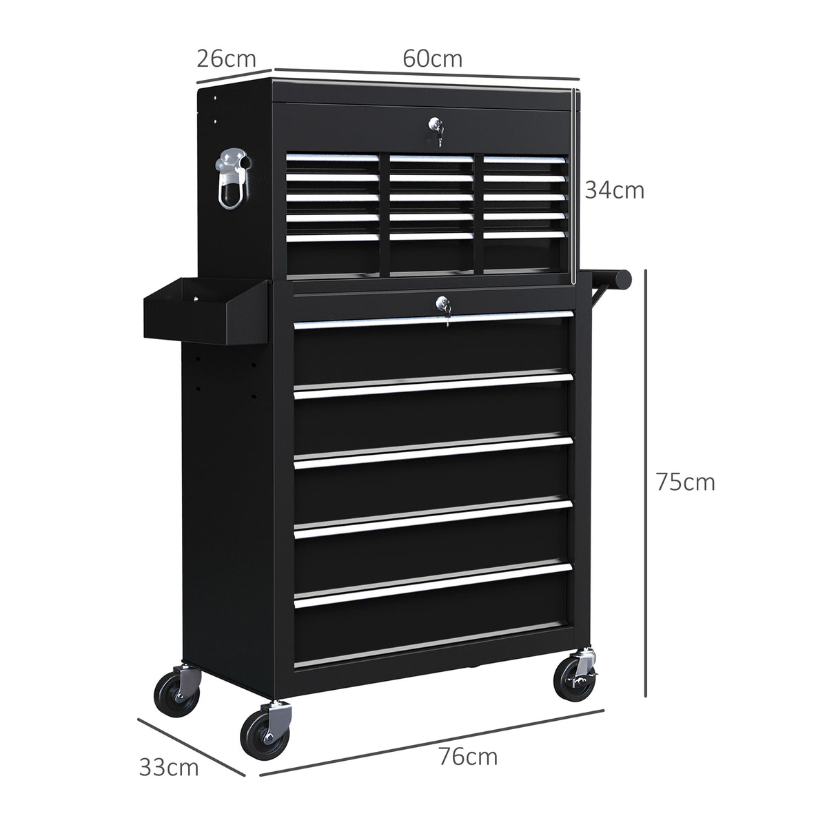14 Drawer, Two-Part Tool Storage Chest on Wheels