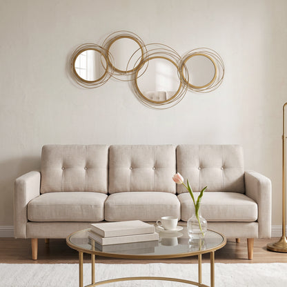 Metal Wall Art 56cm Modern Decorative Mirror Decor for Living Room Bedroom Dining Room, Gold