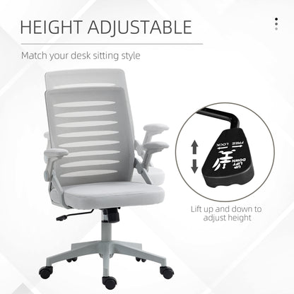 44-53.5cm Adjustable Height Work Chair, with Mesh Back - Grey