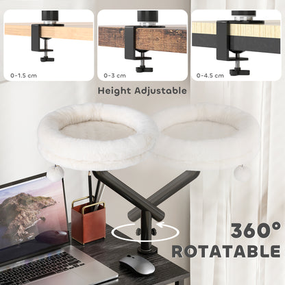 Cat Desk Bed, Cat Hammock 360° Rotatable Adjustable for Window, Table, Work