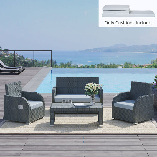 3 PCs Outdoor Seat Cushion for Rattan Furniture, Garden Furniture Cushions