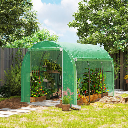 296 x 196cm Steel Frame Polytunnel Greenhouse
