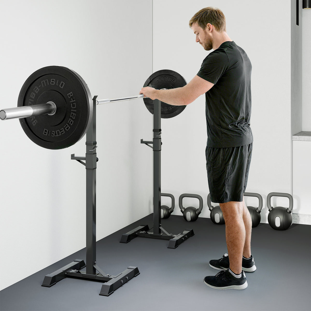 Adjustable Squat Rack, Weight Strength Training Bench Press Rack Weight Bench Supporter for Home Gym Exercise, Max Load 150kg, 124-154cm
