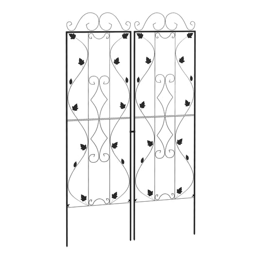 Metal Trellis Set of 2, Garden Trellis for Climbing Plants Support Frames, Leaf Design