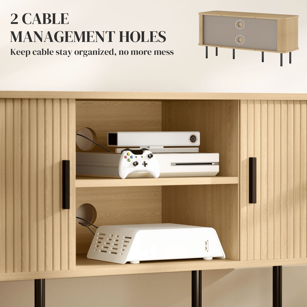 TV Stand Cabinet for TVs up to 55 Inches, TV Unit with Storage Shelves and Cupboard for Living Room