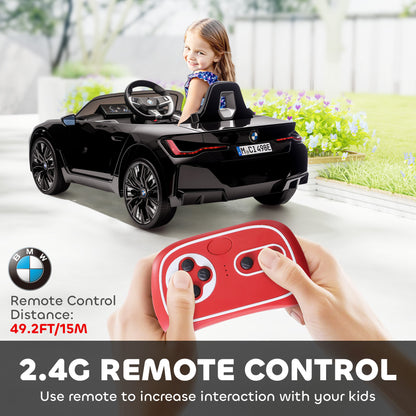 BMW i4 Licensed 12V Kids Electric Ride-On Car, with Remote Control, Portable Battery, Music, Horn, Headlights