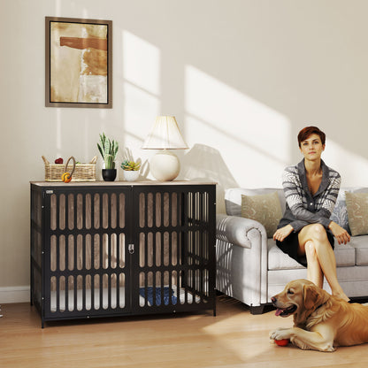 Dog Crate Furniture with Anti-Chew Resistant Mesh, Anti-Escape Single Door, for Extra Large Dogs, 118 x 80 x 92 cm
