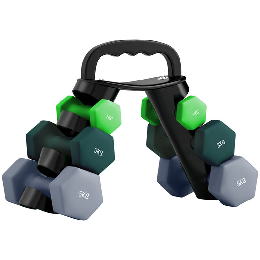 Dumbbells Set with Storage Rack, 12kg/18kg, Green